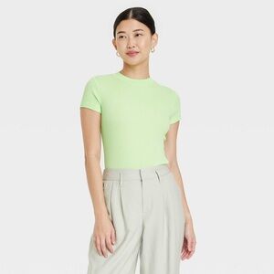 NWOT Women's Slim Fit Short Sleeve Ribbed T-Shirt - A New Day